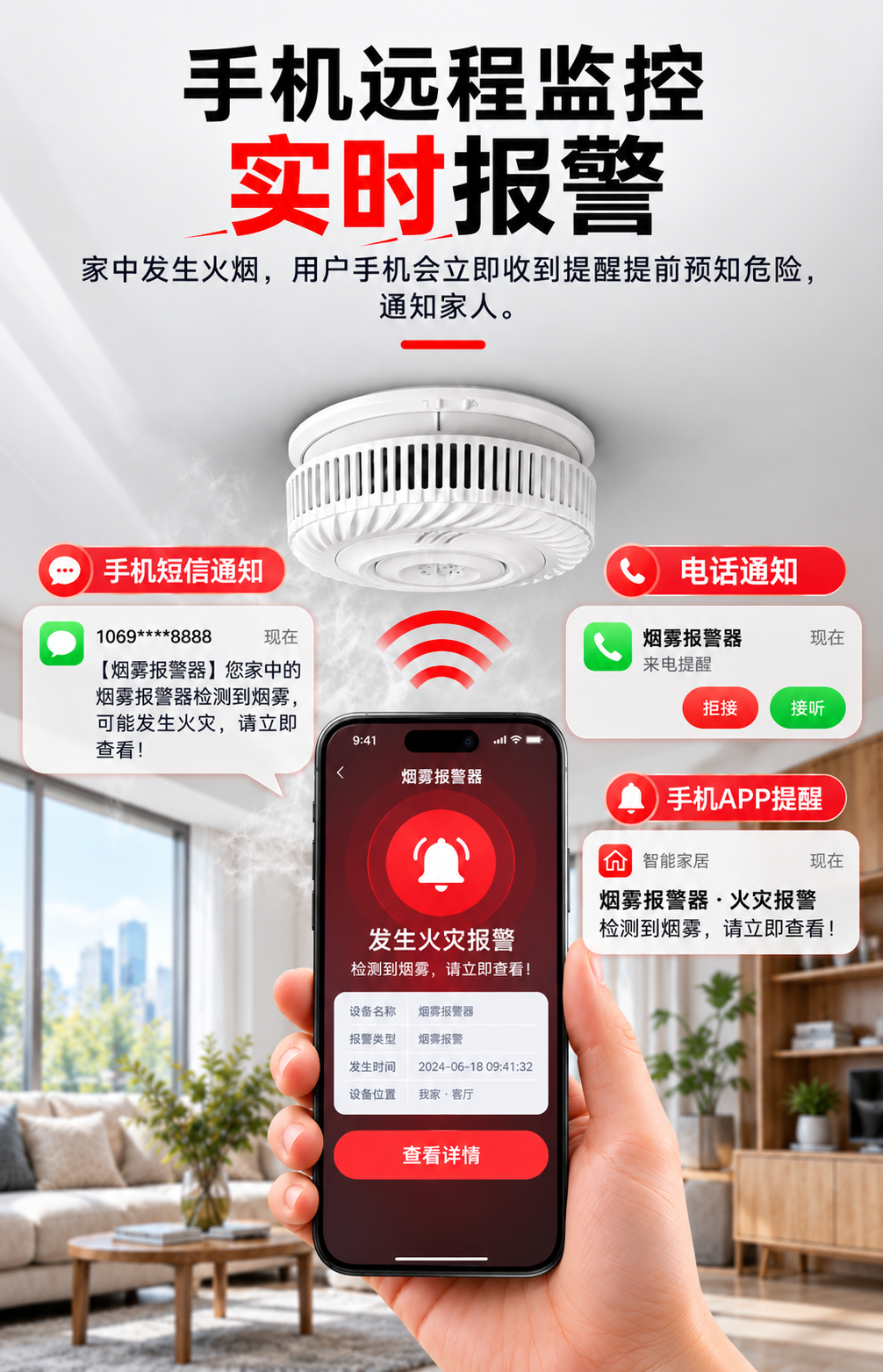 4G智能烟雾报警器